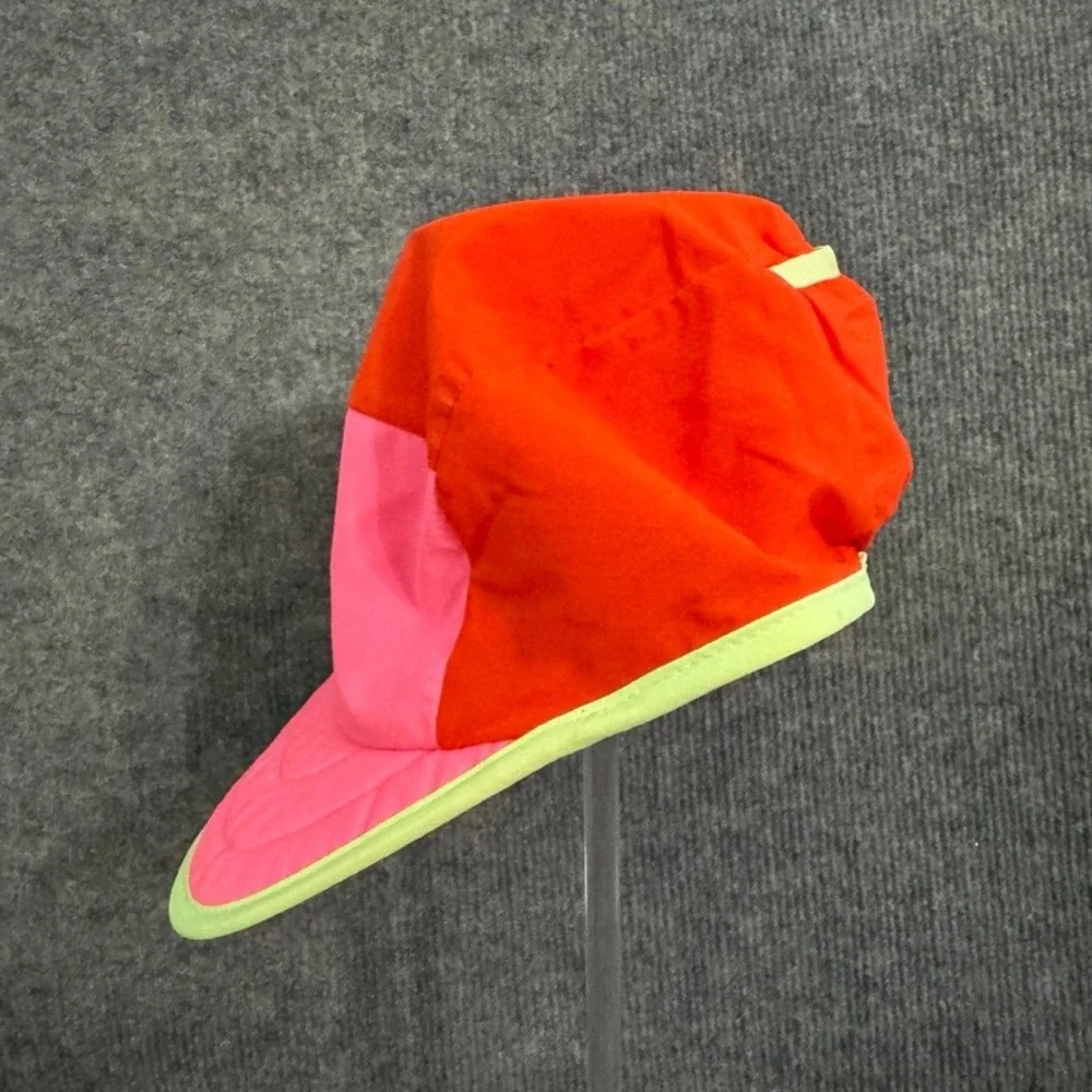 Brooks Running Hat Neon Pink Orange Lime Green Colorblock Performance Cap